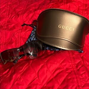 Gucci Black Sunglasses with Gold Case